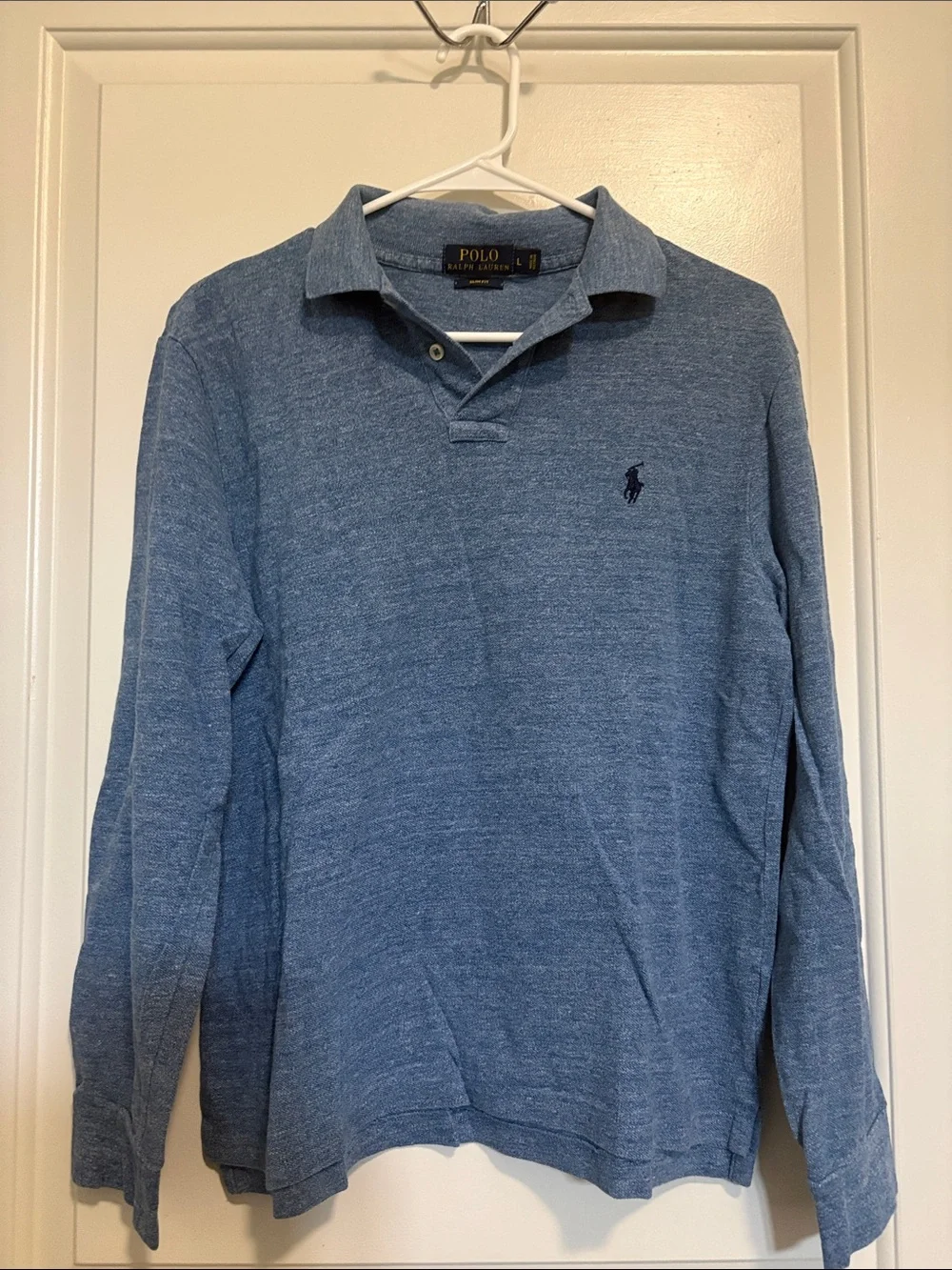 Polo by Ralph Lauren Long-Sleeve Heathered Blue Polo